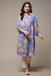 Purple Rayon Straight Printed Kurta