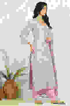 Peach Linen Unstitched Suit Set image number 6