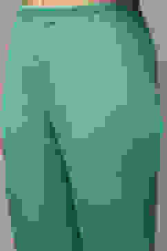 Sap Green Cotton Anarkali Kurta Churidar Suit Set image number 2