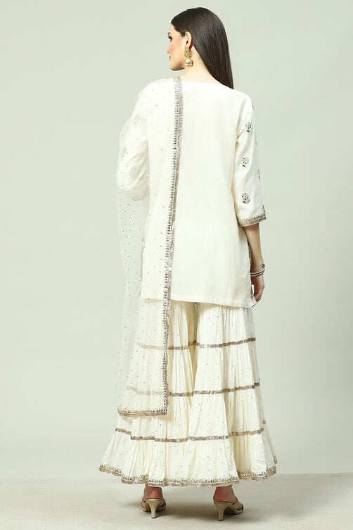 Black Cotton Blend Straight Kurta Garara Suit Set image number 4