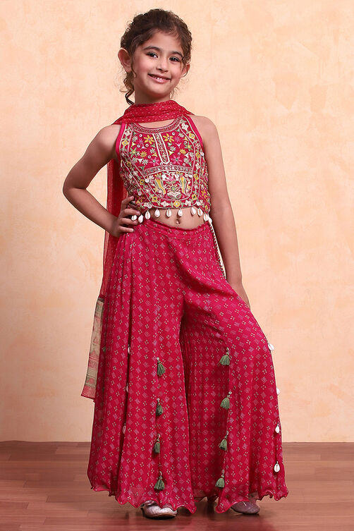 Pink Viscose Blend Straight Suit Set image number 5