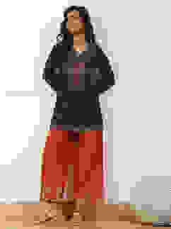 Orange Jacquard Solid Straight Palazzo Pants image number 0