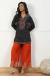 Blue Jacquard Solid Straight Palazzo Pants image number 0