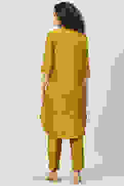 Mustard Poly Viscose Straight 2 Piece Set image number 3