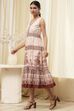 White and Rust Cotton Tiered Dress image number 2