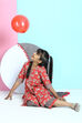 Red Cotton A-Line Straight Kurta Palazzo Suit Set image number 3