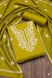 Green Chanderi Printed Unstitched Suit Set image number 0