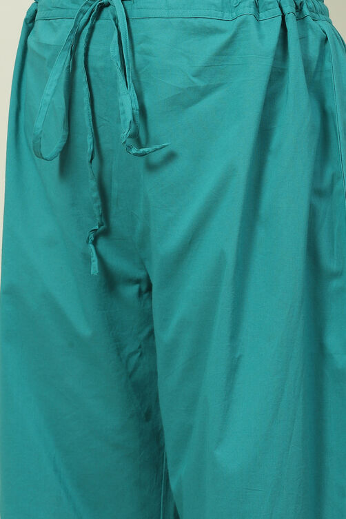 Mustard Printed Cotton Straight Kurta Palazzo Suit Set image number 3