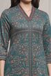 Emerald Green Cotton Blend Yarndyed Straight Kurta image number 1