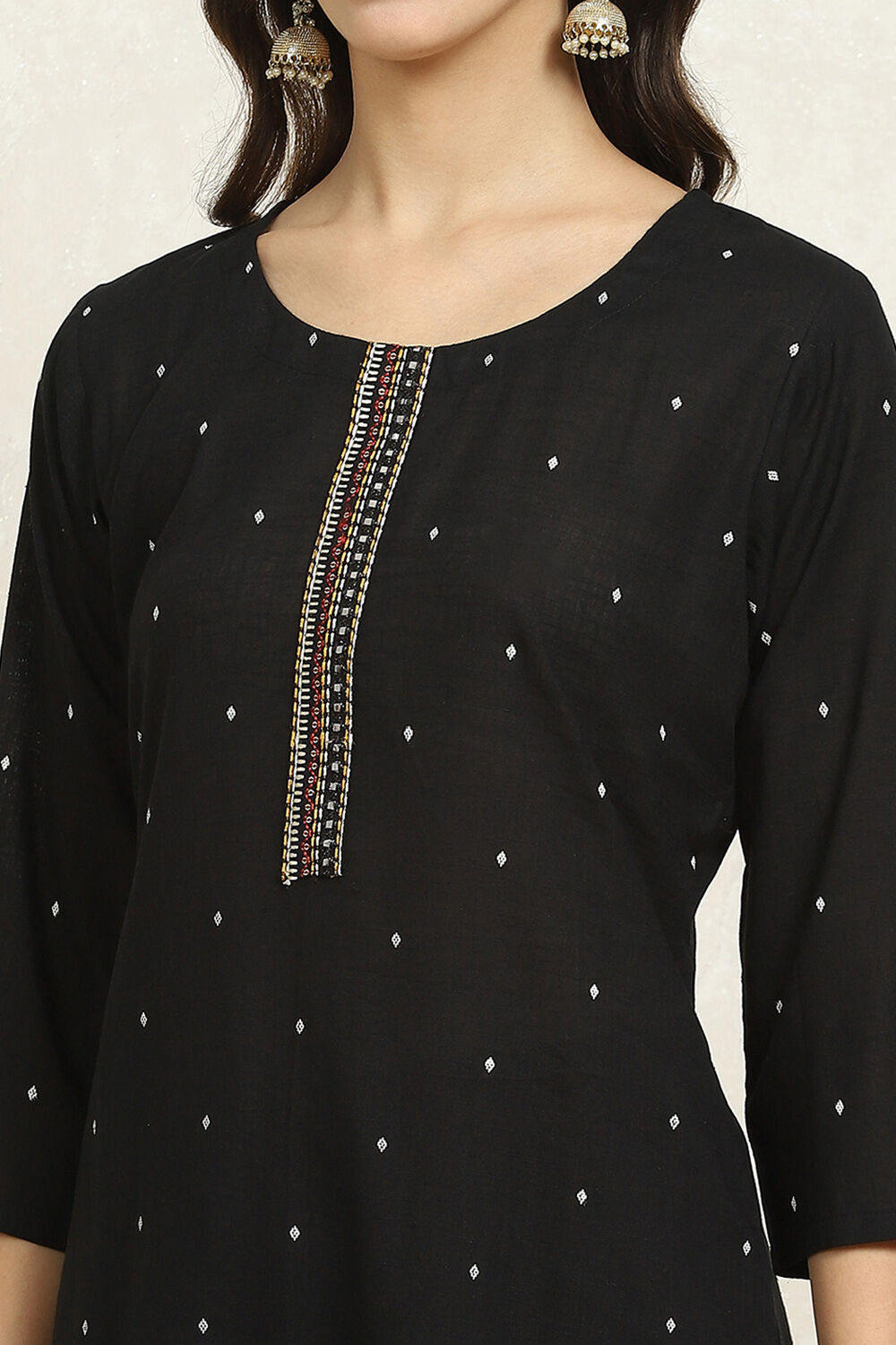 Yellow Cotton Handloom Unstitched Suit Set image number 2