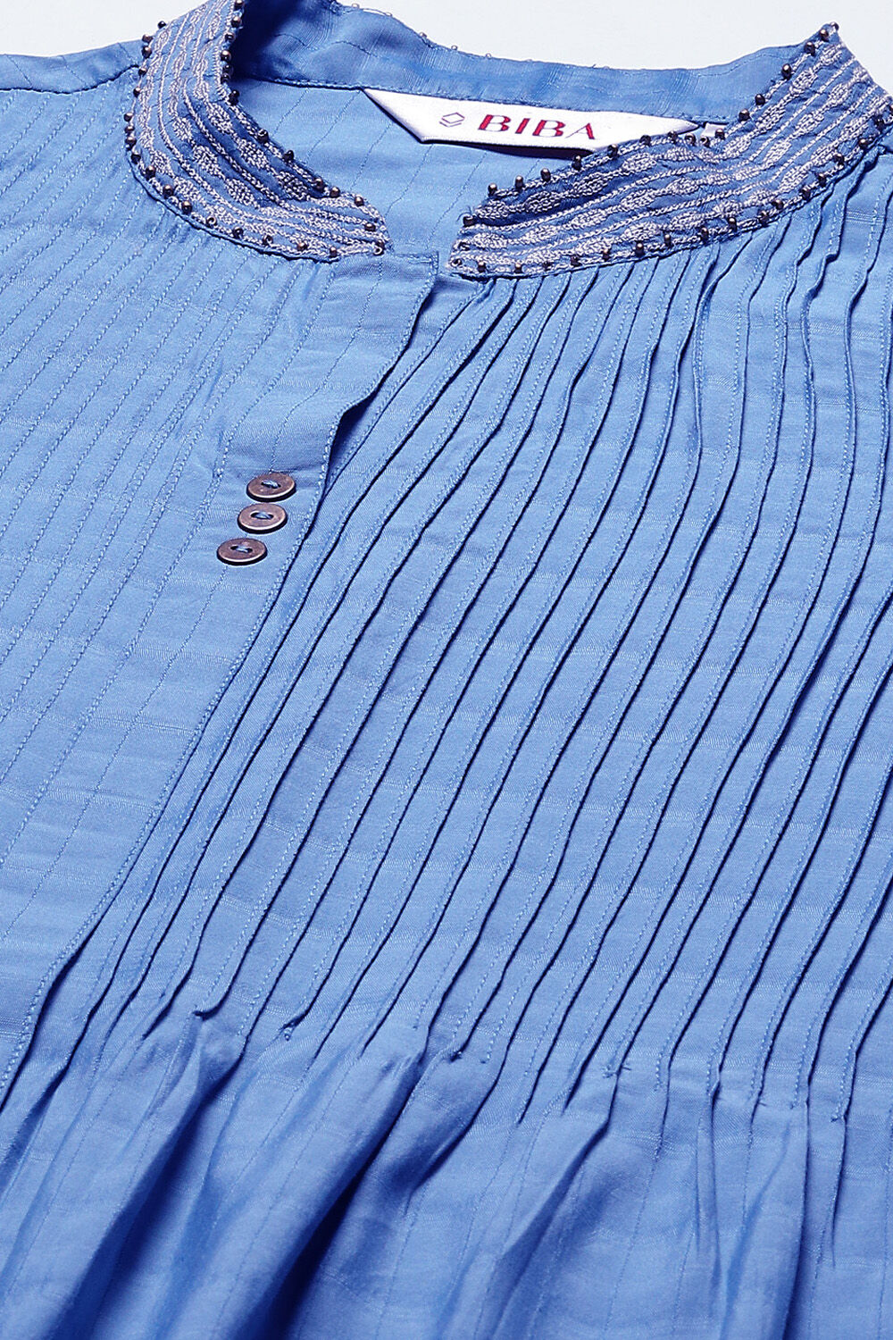 Chambery Blue Viscose Yarndyed Kurti image number 1