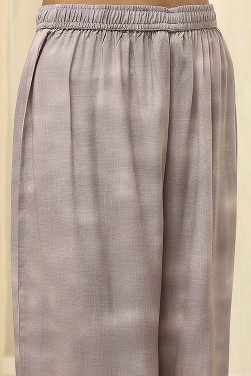 Grey Printed Straight Kurta Set image number 2