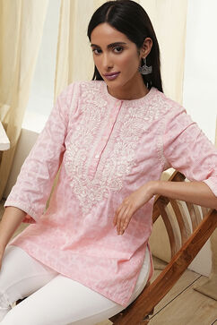 Pink Straight Short Kurta image number 6