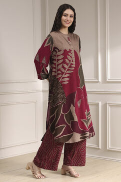 Berry Printed Straight Kurta Set image number 5