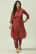 Red Poly Viscose Printed Kurta Set image number 0