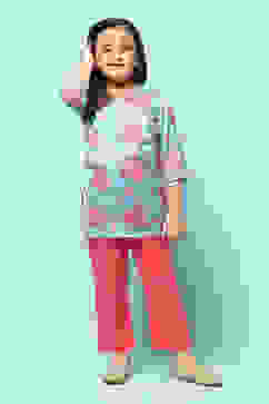 Blue Cotton Viscose Straight Printed 2 Piece Set image number 6