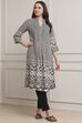 Black Viscose Rayon A-Line Kurta image number 4
