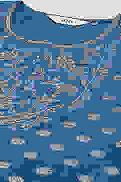 Teal Art Silk Straight Kurta Slim Pant Suit Set image number 1