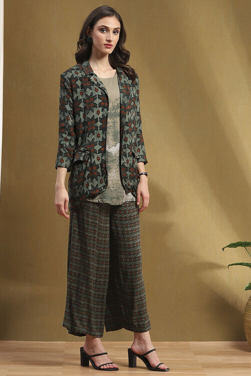 Sage Green Hand-Block Printed Straight Co-ord Set image number 5