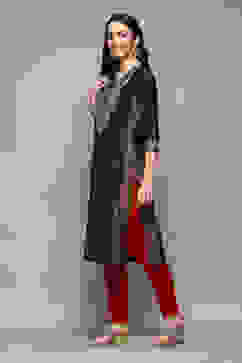 Bottle Green Poly Viscose Straight Printed Kurta image number 2