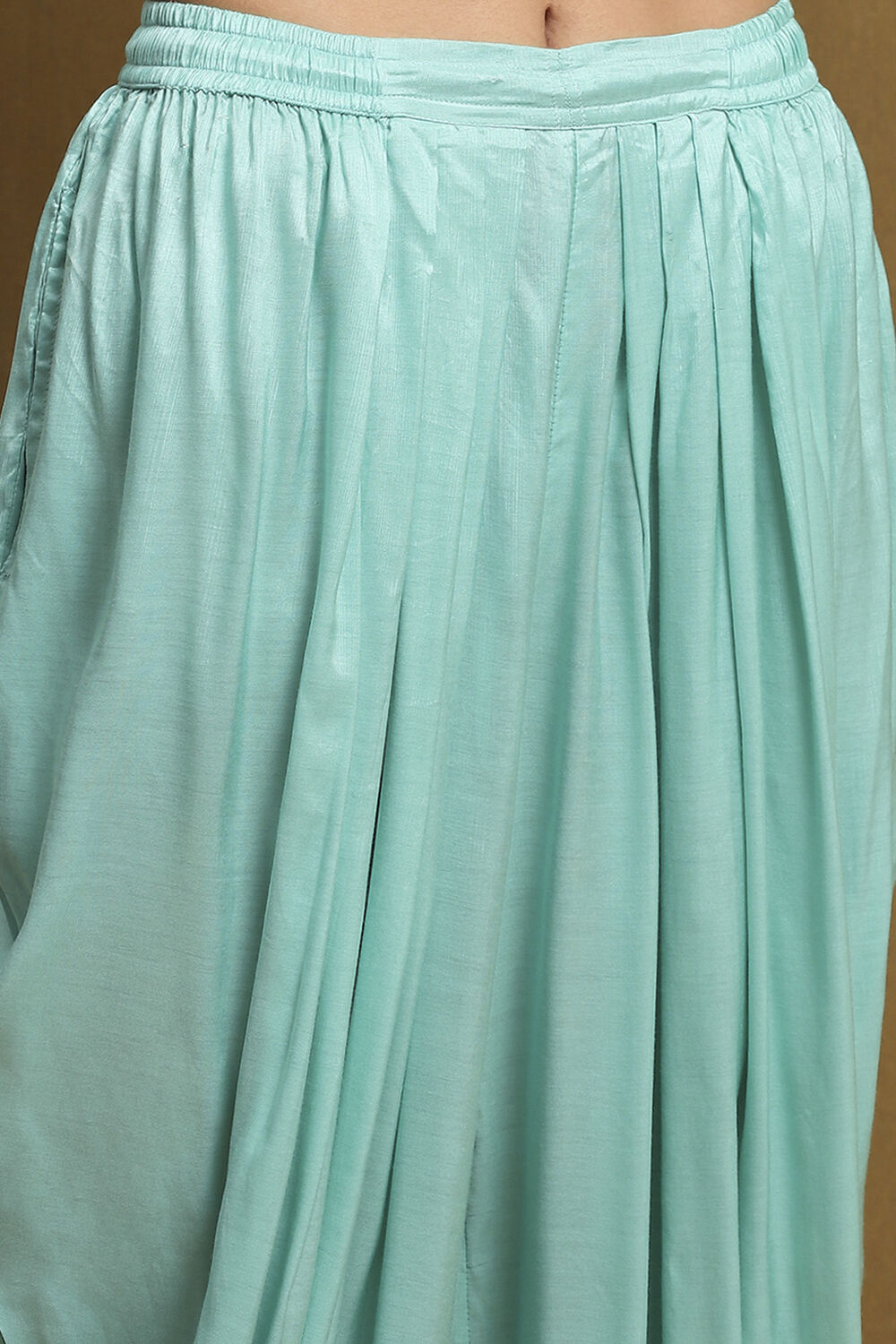 Aqua Blue Viscose Blend Embellished Asymmetric Kurta Set image number 2