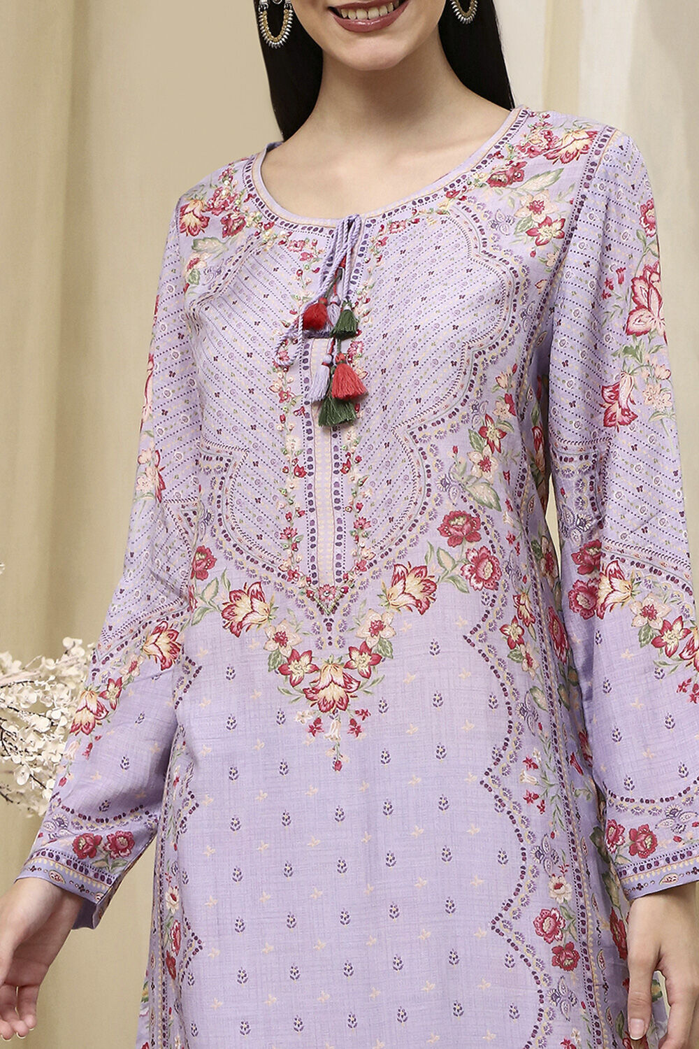 Purple Modal Blend Straight Suit Set image number 1