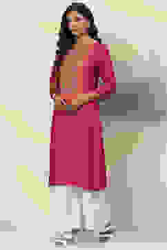 Fuchsia Straight Rayon Kurta image number 2