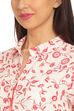 White And Red Flared Cotton Printed Kurta Dress image number 1