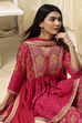 Fuchsia Viscose Floral Printed Peplum Suit Set image number 1