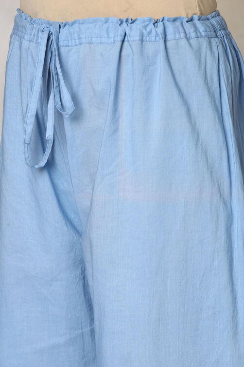 Light Blue Cotton Straight Kurta Palazzo Suit Set image number 2