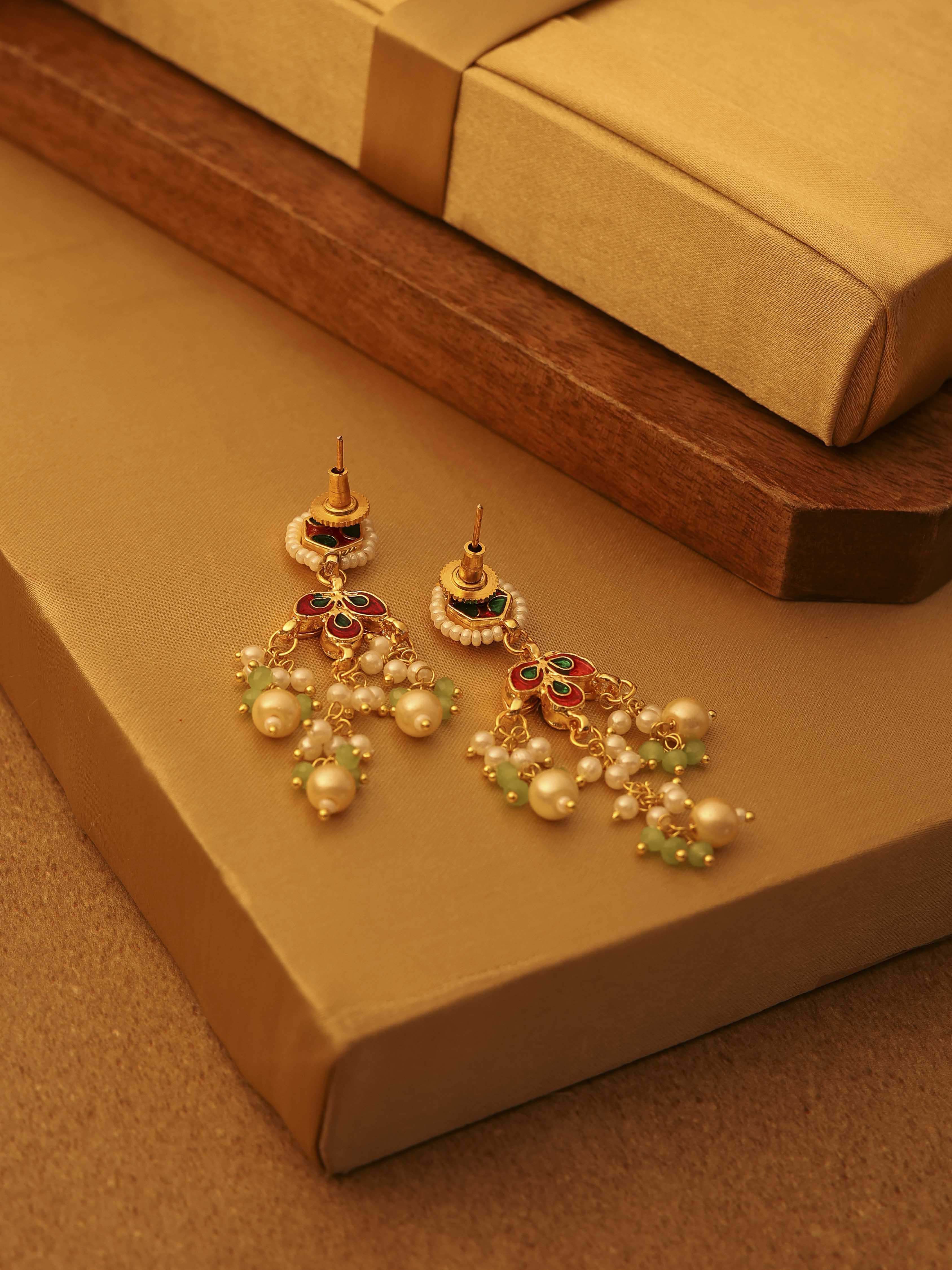 White Gold Plated Brass Drop Earrings image number 0
