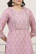 Pink Cotton Blend Straight Kurta Palazzo Suit Set image number 1