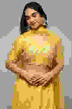 Yellow Viscose Embroidered Lehenga Set image number 1
