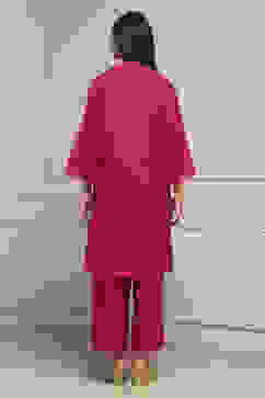 Red Viscose Blend Straight Kurta Set image number 3