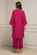 Red Viscose Blend Straight Kurta Set image number 3