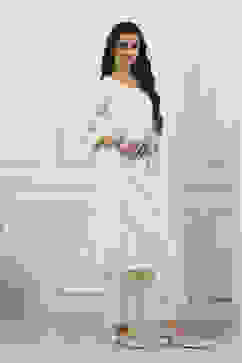 White Silk Chanderi Straight Suit Set image number 5