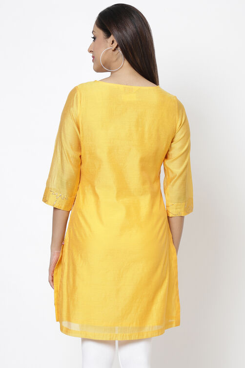 Blue Art Silk Short Yarndyed Kurti image number 6