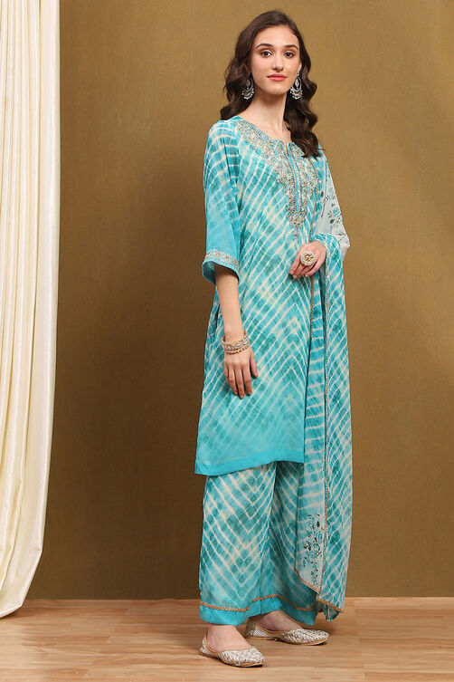 Pink Georgette Printed Festive Straight Suit Set image number 5