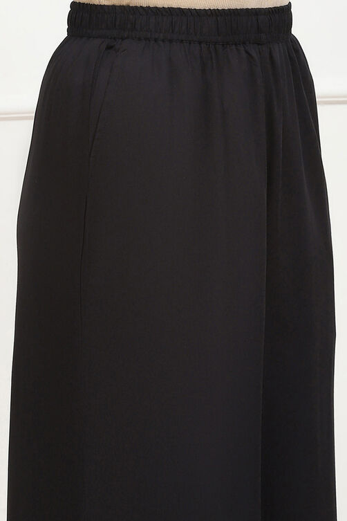 Navy Blue Viscose Solid Straight Palazzos image number 1