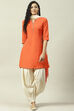 Orange Rayon Straight Kurta Slim Pant Suit Set image number 0