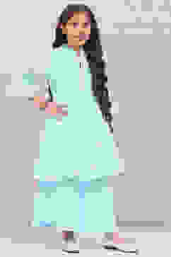 Sky Blue Art Silk Kalidar Printed Kurta Set image number 5