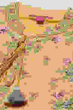 Yellow Solid Straight Kurta Churidar Suit Set image number 1