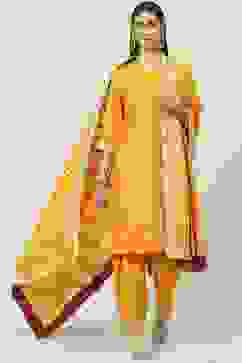 Mustard Viscose Straight Kurta Salwar Suit Set image number 0