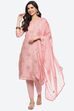 Pink Cotton Blend Unstitched Suit Set image number 0