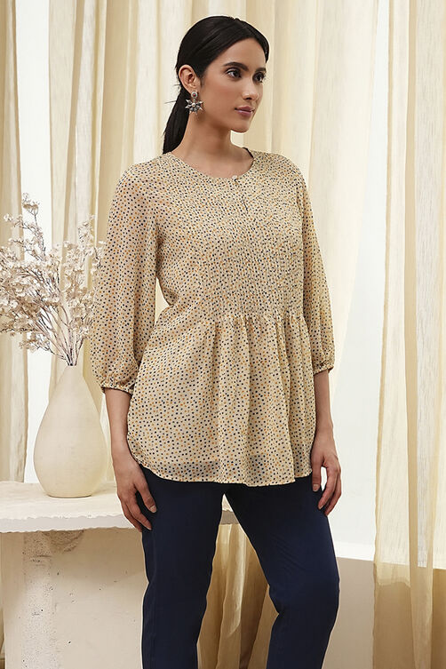 Beige Straight Kurta image number 4