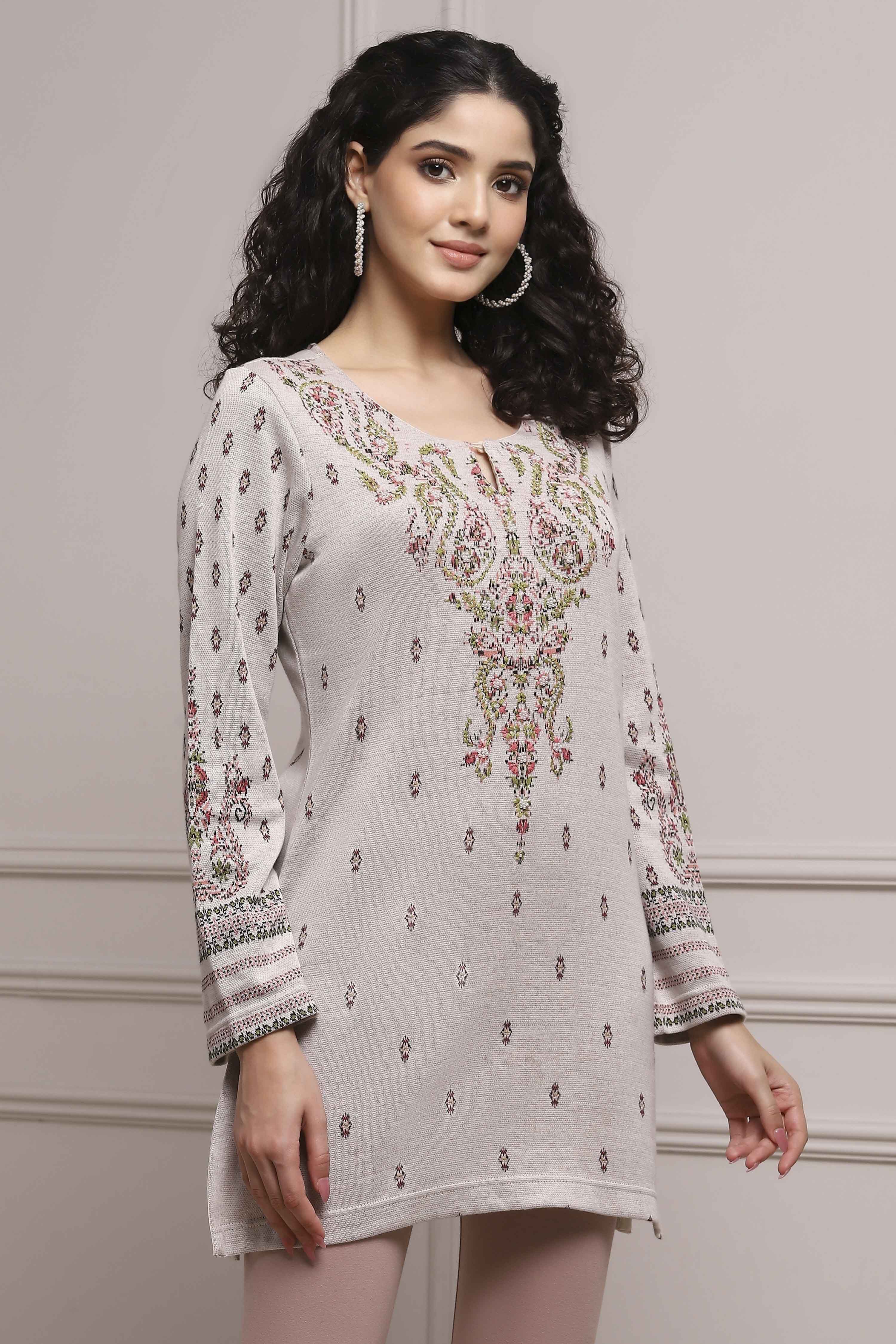 Ivory White Cotton Blend Regular Kurta image number 4