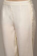 White Cotton Blend Slim Pants image number 1