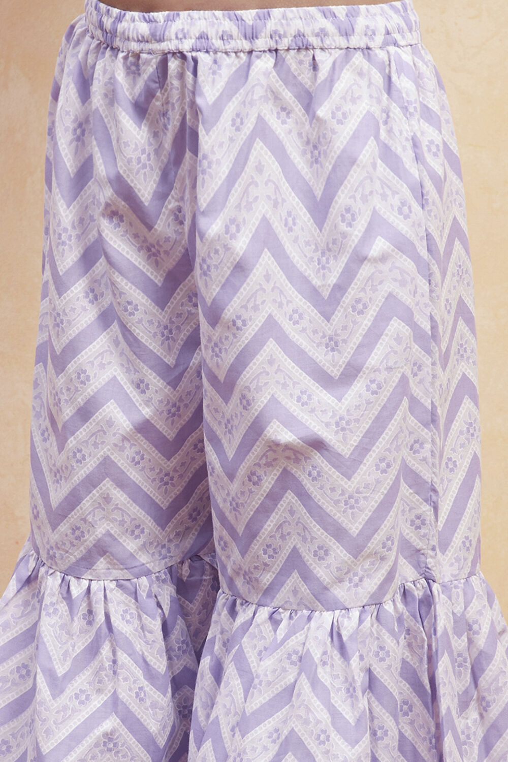 Lilac Cotton Angrakha Tiered Kurta Set image number 2