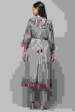 Grey Cotton Gathered Suit Set image number 5