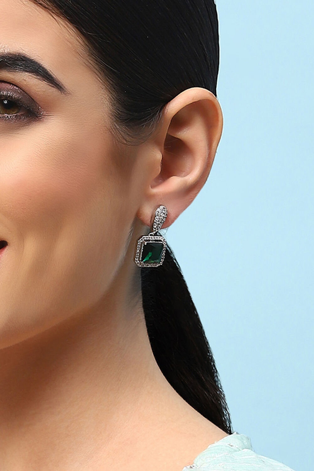 Green Brass Earrings image number 1